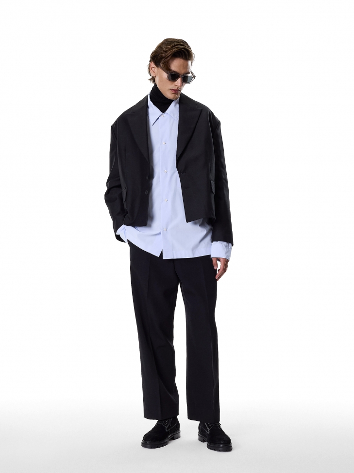 Zamszowe trzewiki z wstawką z gładkiej skóry