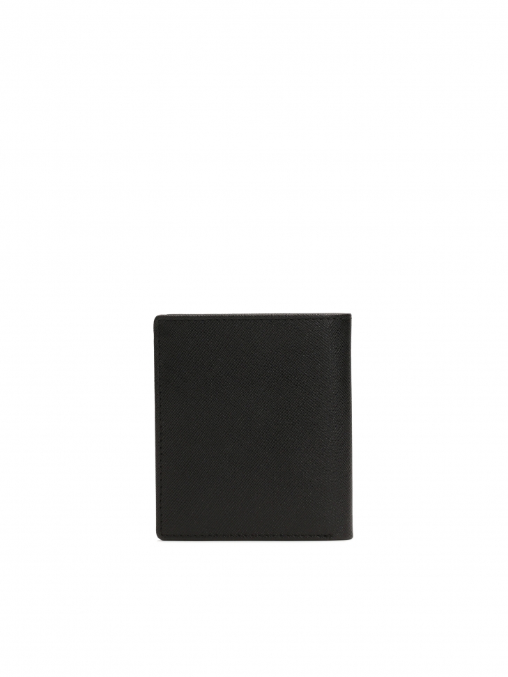 Pionowy czarny męski portfel ze skóry