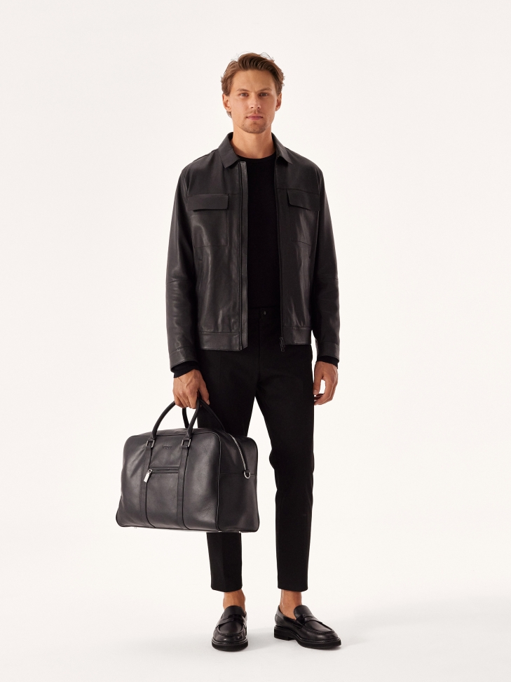 Czarne skórzane loafersy męskie