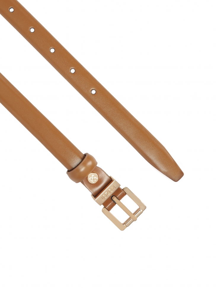 Brązowy skórzany pasek do sukienki