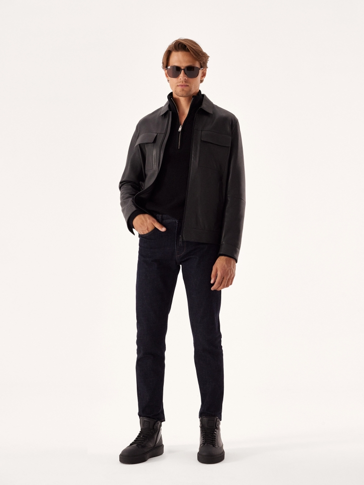 Wysokie sneakersy ze wstawką z matowej skóry gumowanej