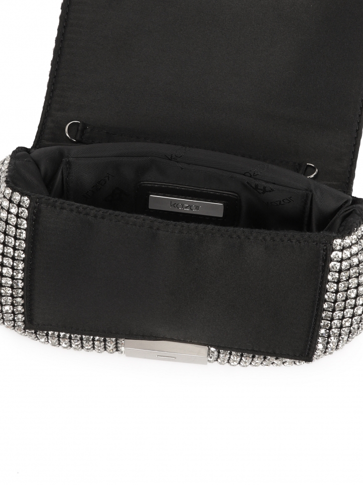 Torebka wieczorowa z klapką zdobiona cyrkoniami