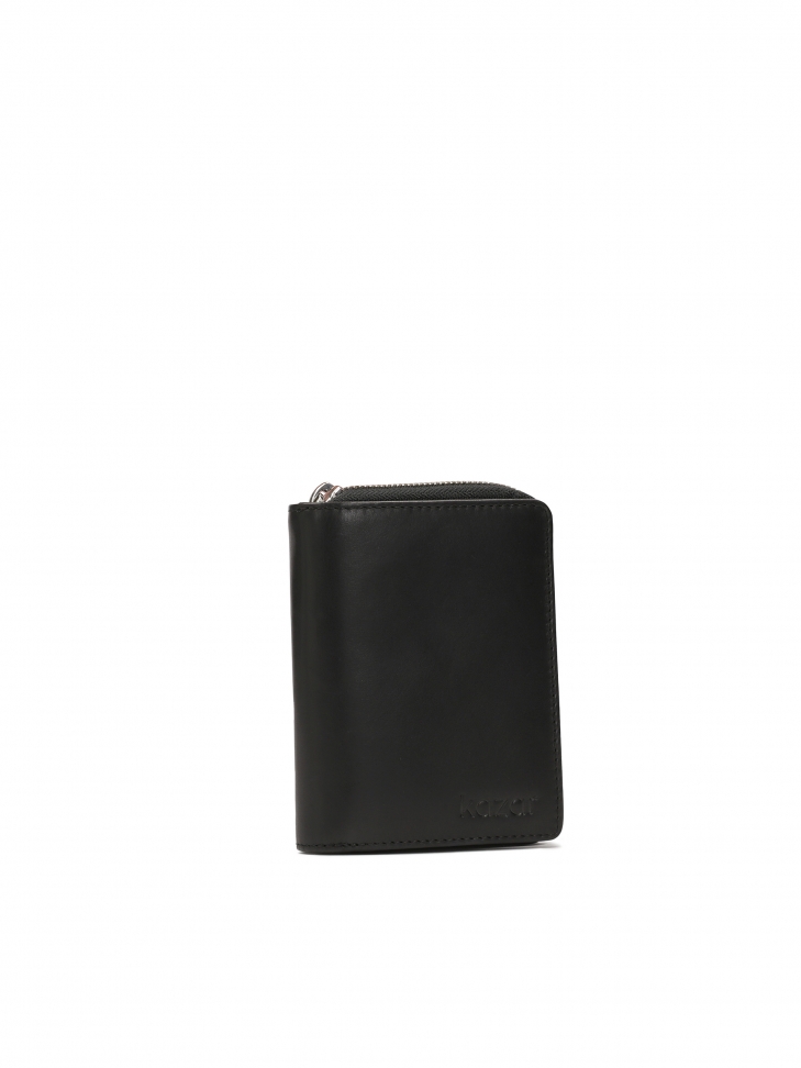 Rozkładany czarny portfel męski z naturalnej skóry