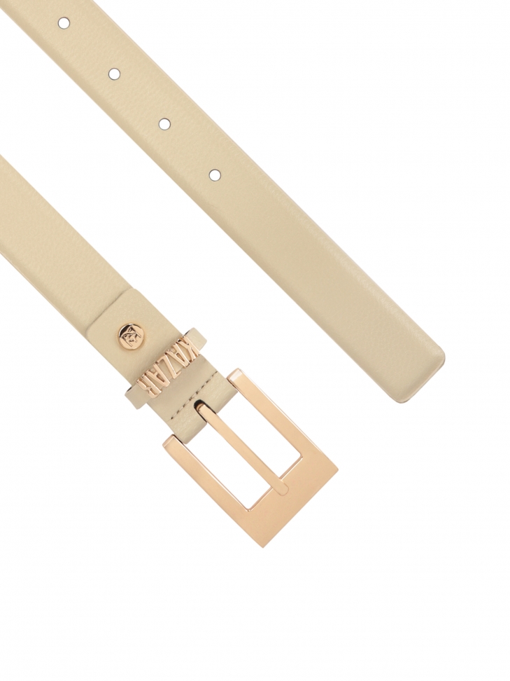 Beżowy pasek z sygnowaną szlufką
