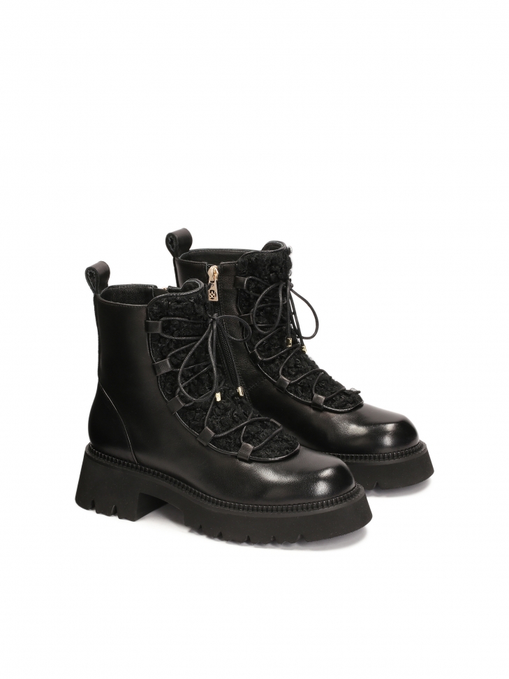 Skórzane trzewiki ze wstawką typu baranek