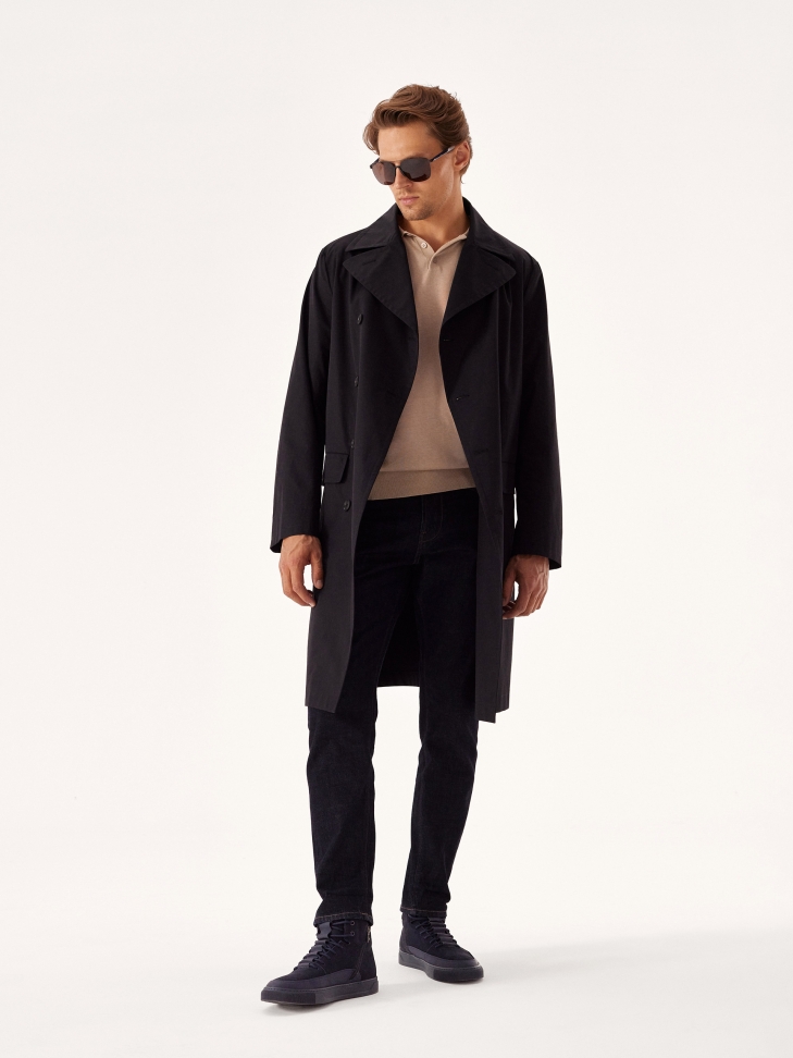 Granatowe sneakersy męskie z suwakiem i sznurowaniem