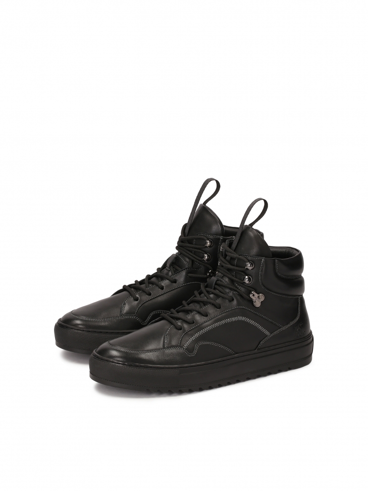 Skórzane czarne hight sneakers