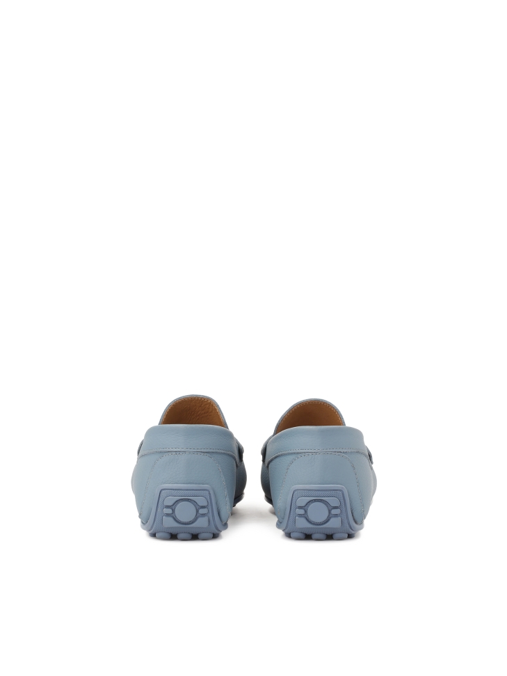 Błękitne męskie mokasyny ze skóry