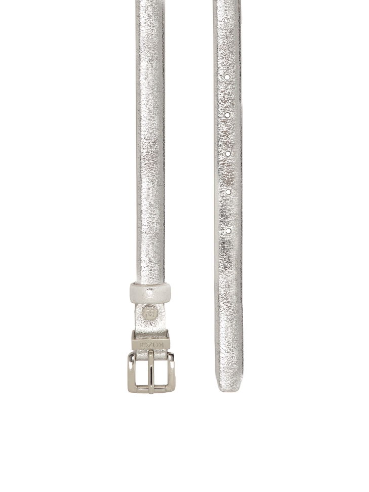 Wąski srebrny pasek ze skóry