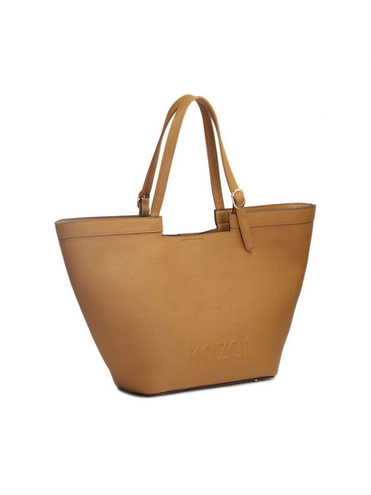 Duża tote bag ze skóry w jasnobrązowym kolorze