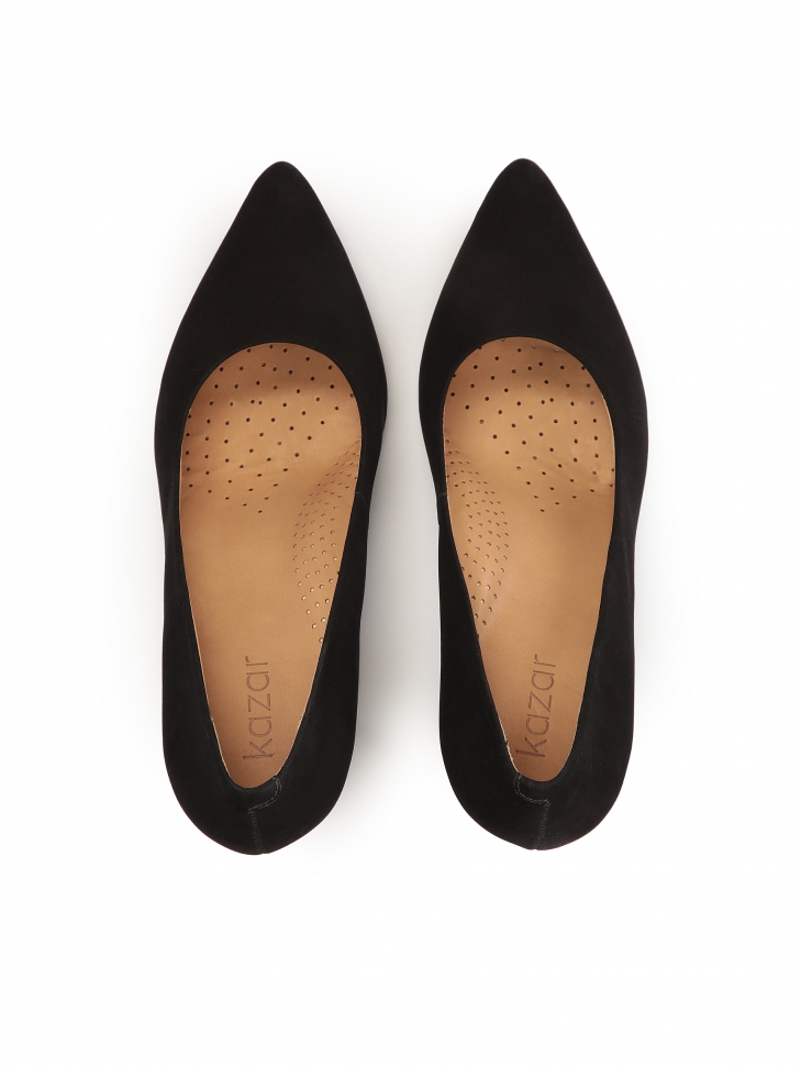 Czarne nubukowe czółenka w stylu minimal