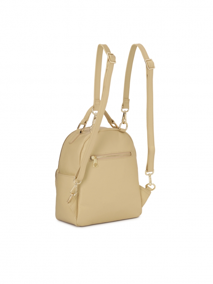 Beżowy skórzany plecak casualowy