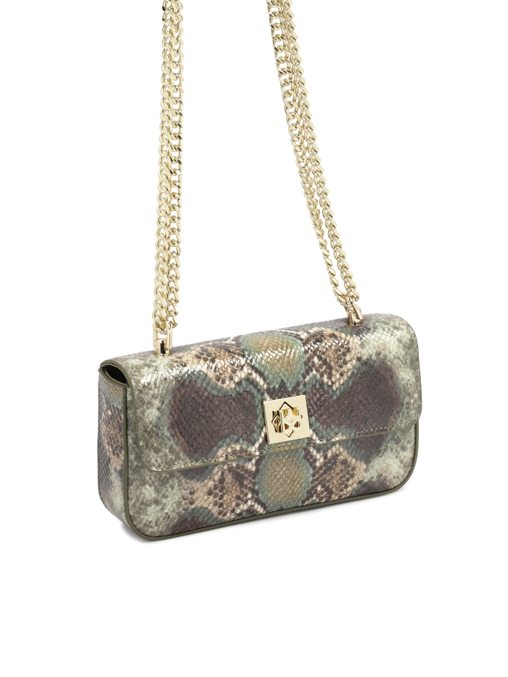 Wielobarwna torebka w wężowy wzór