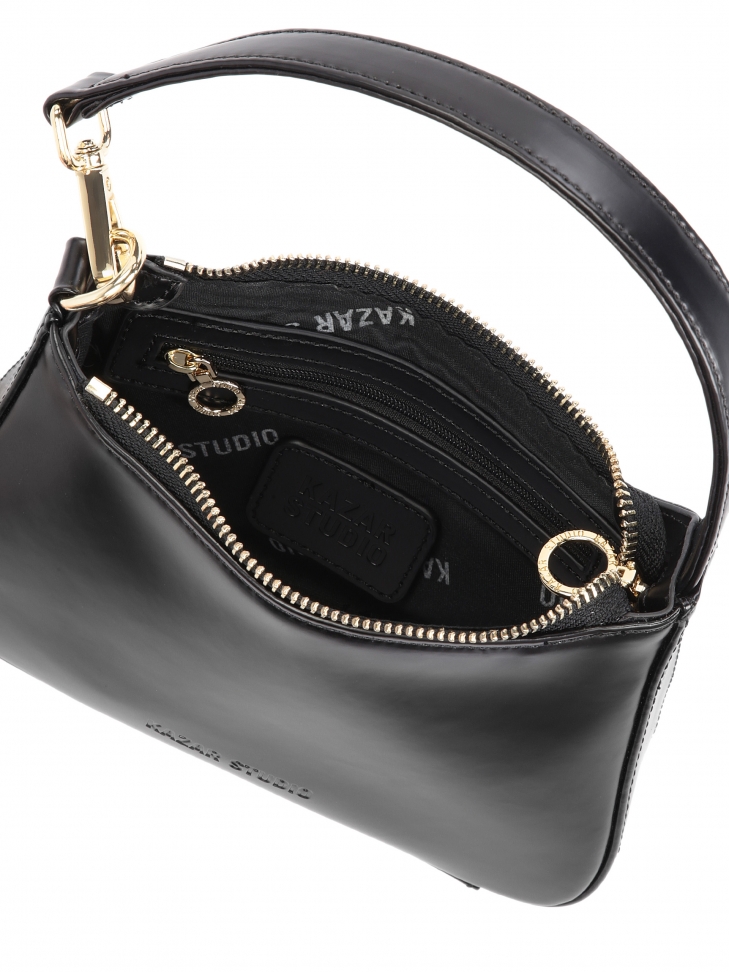 Mała skórzana torebka na ramię z komorą na zamek