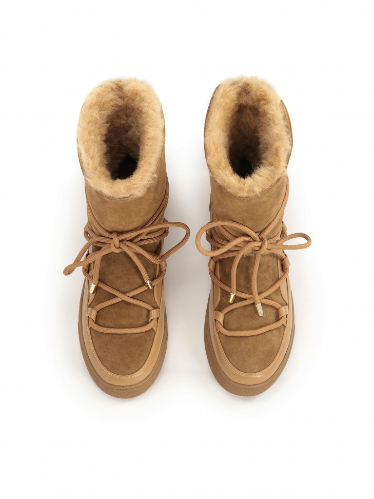 Brązowe śniegowce z owczą wełną