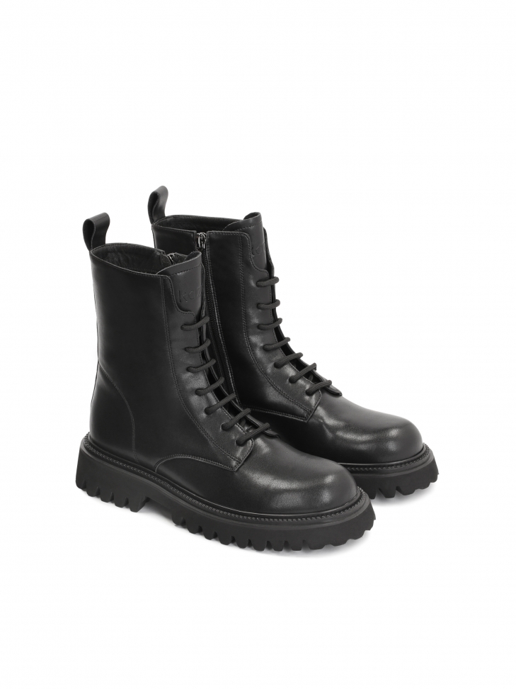 Klasyczne sznurowane trzewiki damskie ze skóry