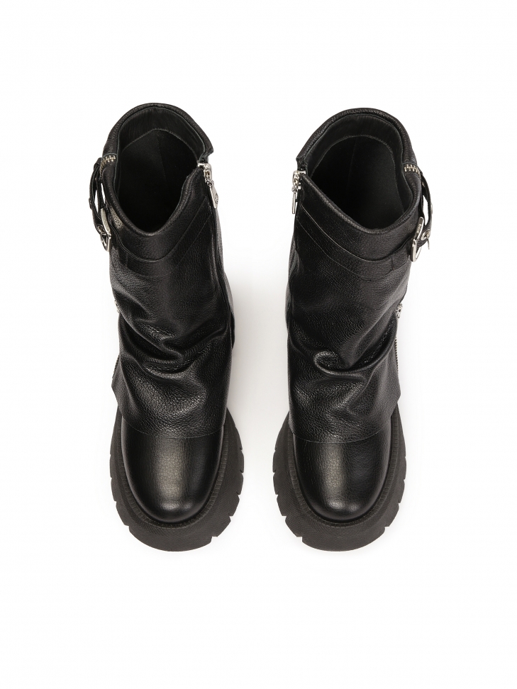 Ekstrawaganckie botki z podwójną cholewką z suwakiem