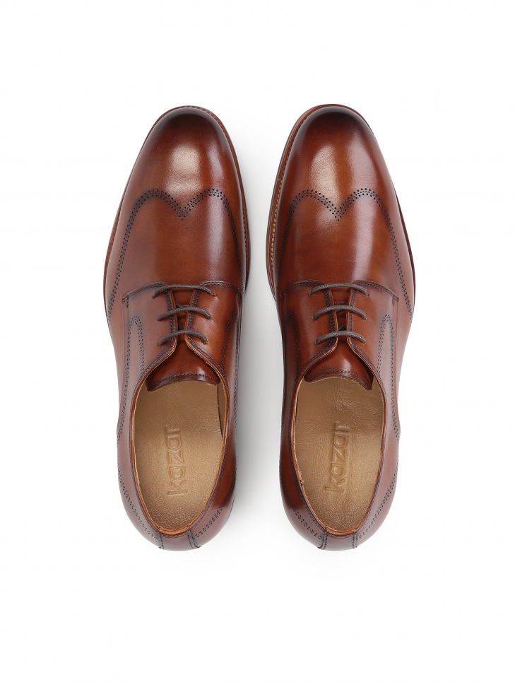 Skórzane półbuty męskie z delikatnym zdobieniem