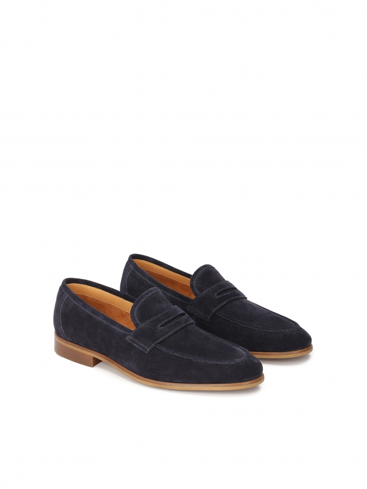 Granatowe loafersy z zamszu