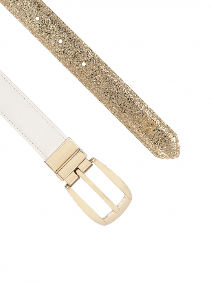 Biało-oty pasek z obracaną klamrą