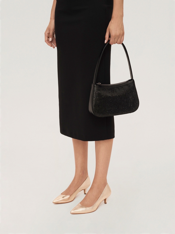 Wieczorowa skórzana torebka z yształkami