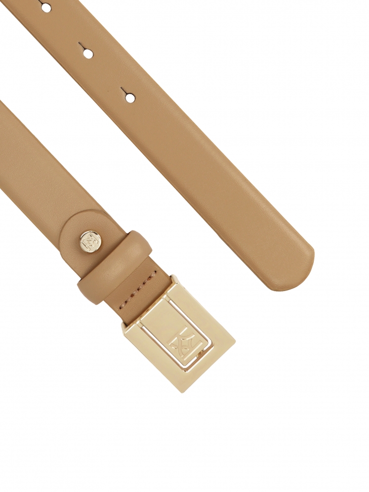 Jasnobrązowy pasek z kwadratową pełną klamrą