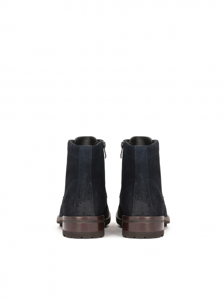 Granatowe trzewiki męskie z przeszyciem na czubku