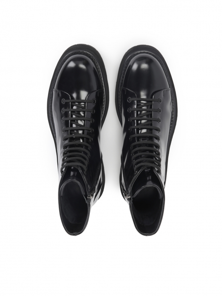 Sznurowane trzewiki męskie z grubą prostą podeszwą