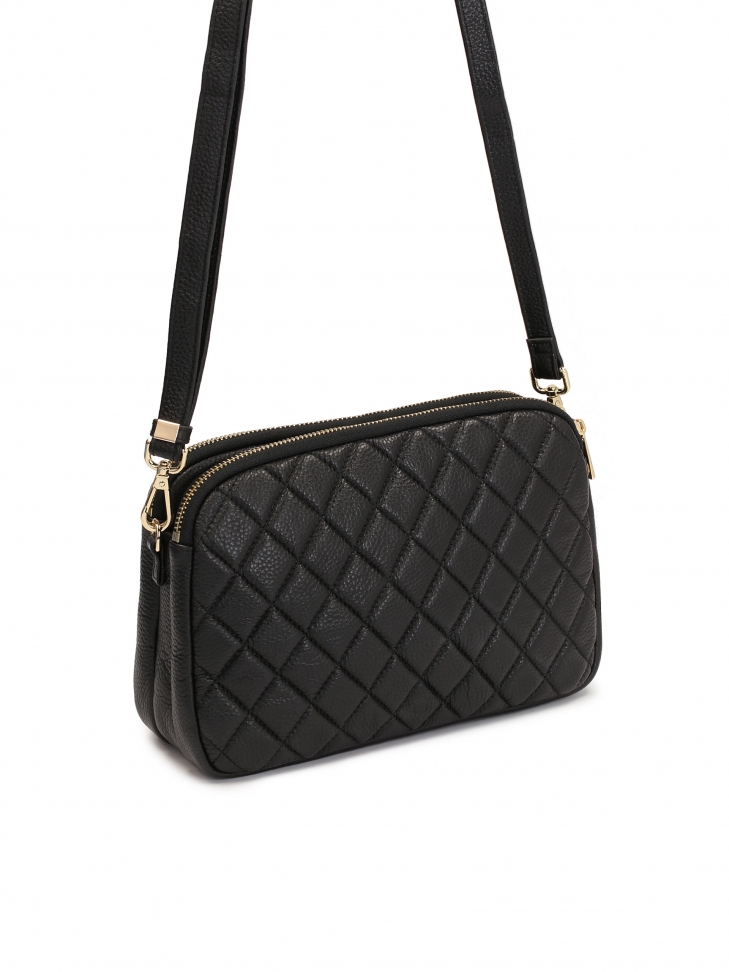 Minimalistyczna pikowana torebka z licowej skóry