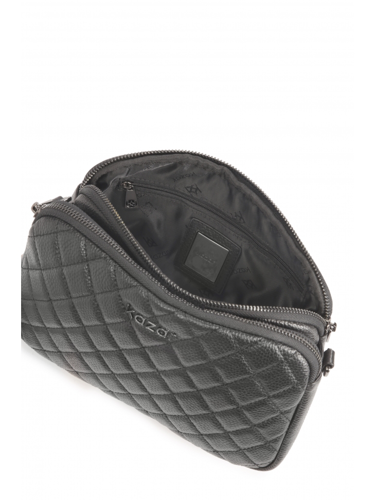 Pikowana skórzana torebka z trzema komorami