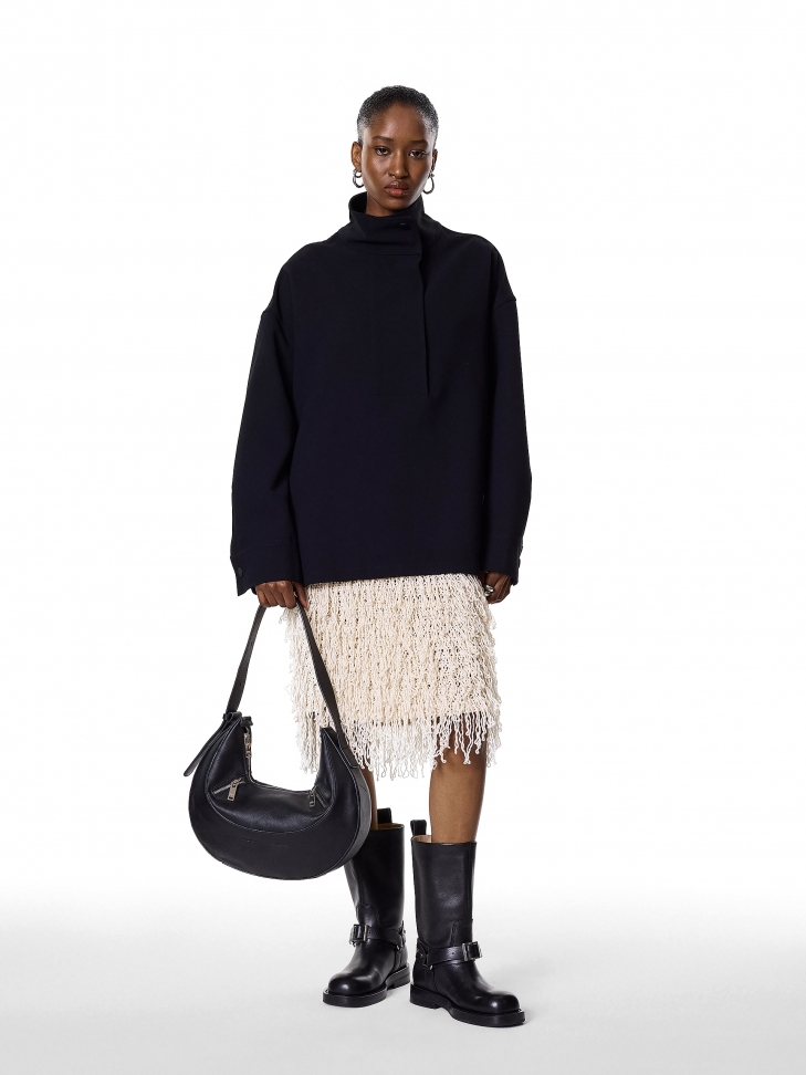 Skórzane botki typu bikery z wsuwaną cholewką