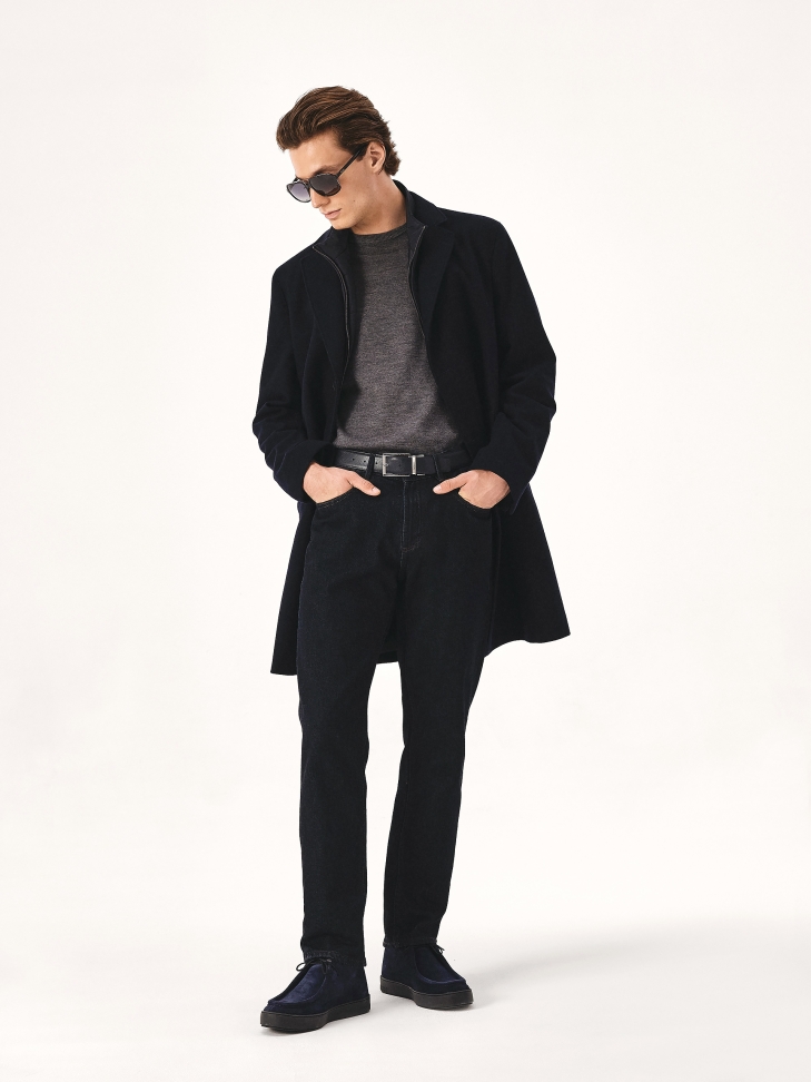 Granatowe zamszow sneakersy typu Chukka