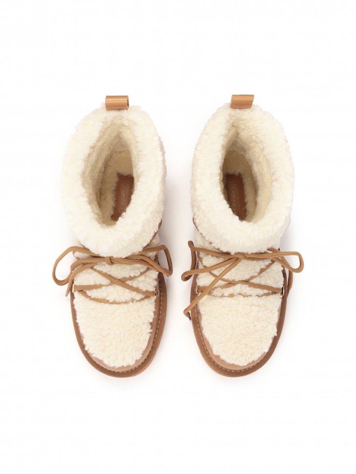 Brązowo-emowe śniegowce damskie