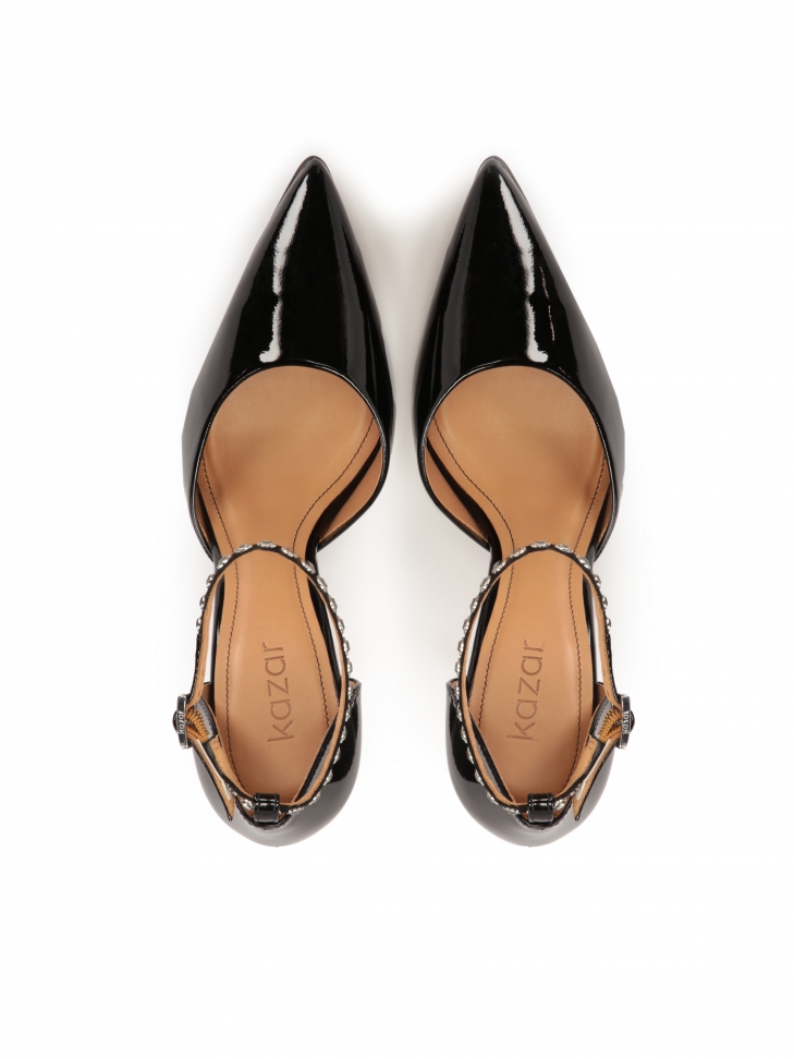 Lakierowane czółenka z dwoma wymiennymi paskami