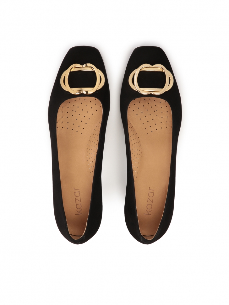 Nubukowe czółenka na szerokim obcasie