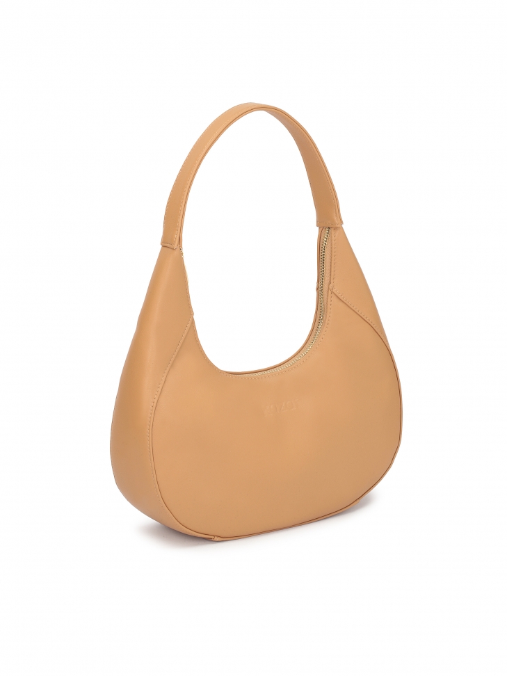 Jasnobrązowa skórzana torebka półksiężyc