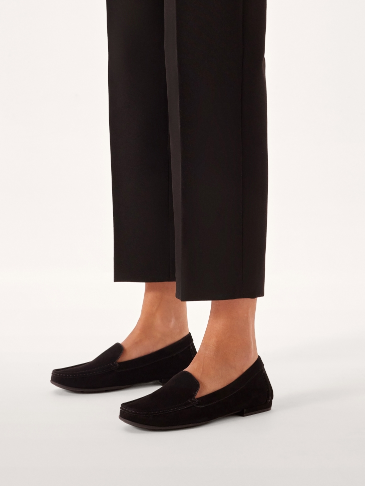 Komfortowe mokasyny z czarnego nubuku