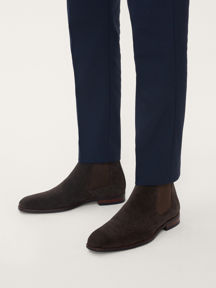 Brązowe sztyblety męskie z zamszu