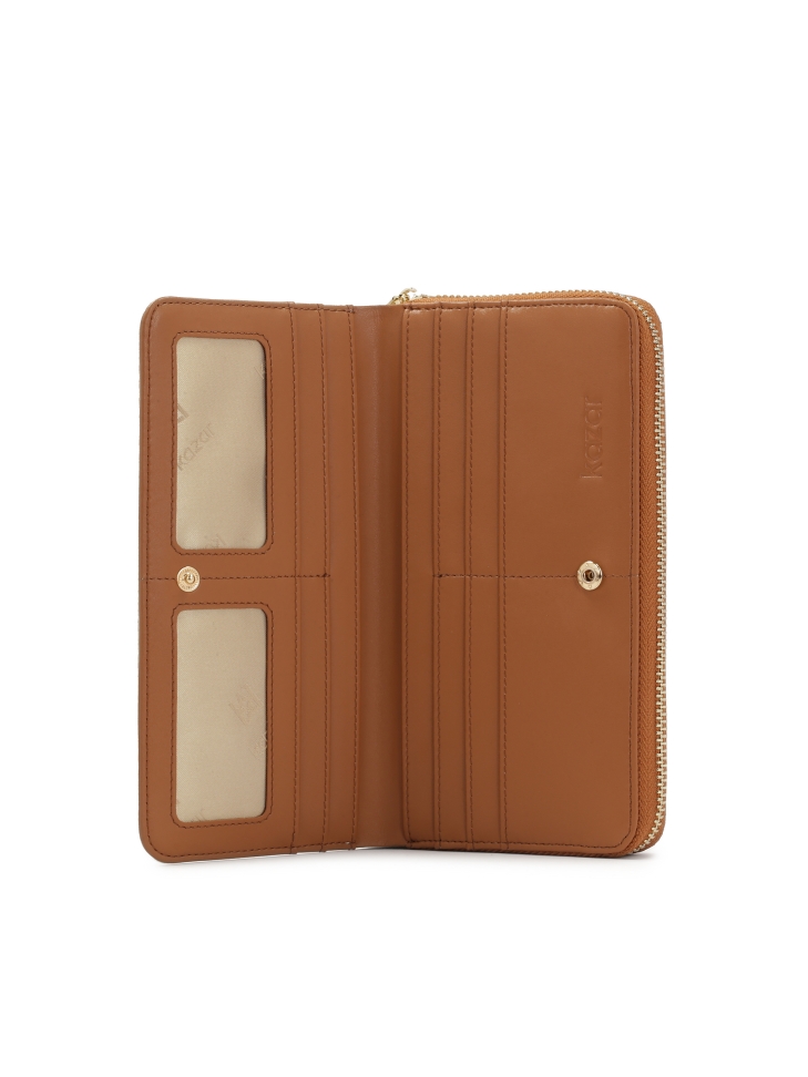 Wzorzysty jasny portfel skórzany