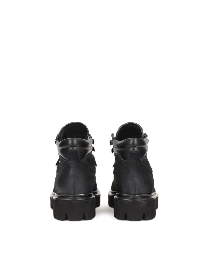 Czarne trapery męskie z nubuku i skóry licowej