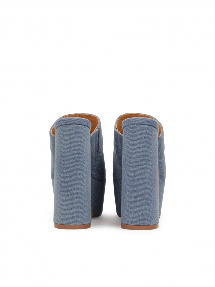 Klapki denim na platformie i wysokim obcasie