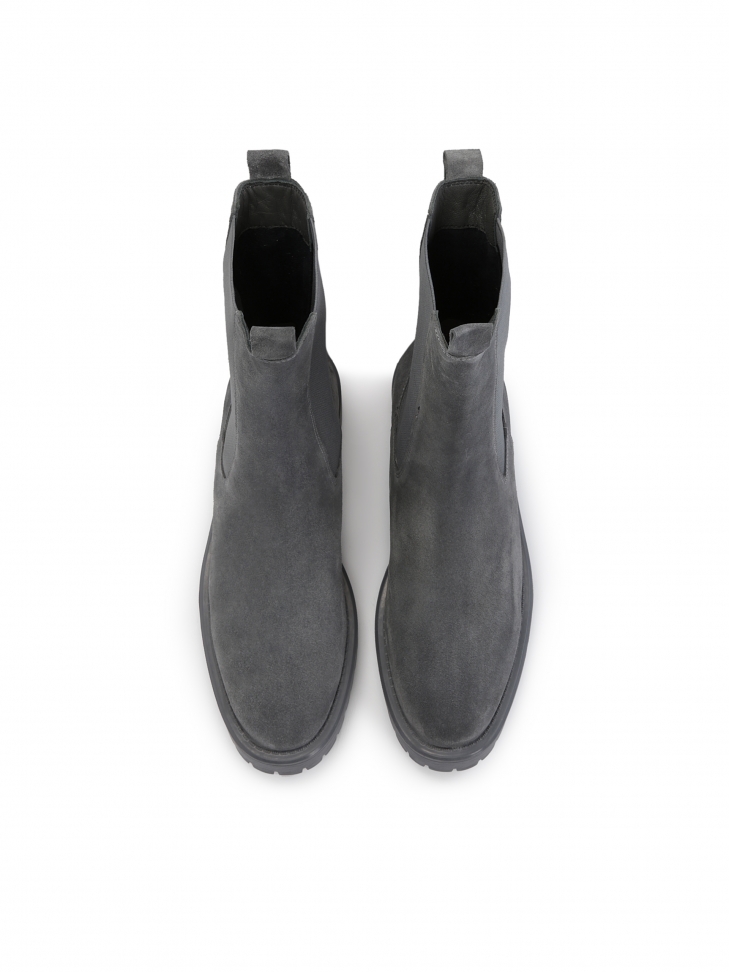 Szare botki damskie typu chelsea z wysoką cholewką