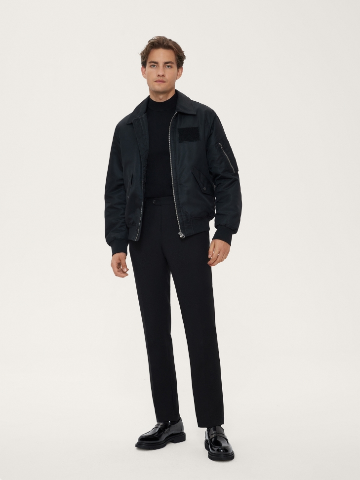 Czarne męskie loafersy na grubej podeszwie