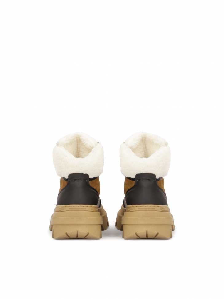 Brązowo-czarne trzewiki na grubej podeszwie