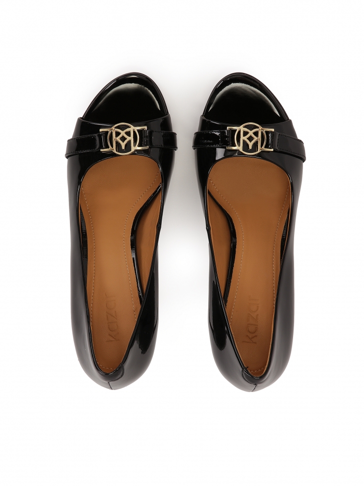 Luksusowe czarne czółenka peep toe