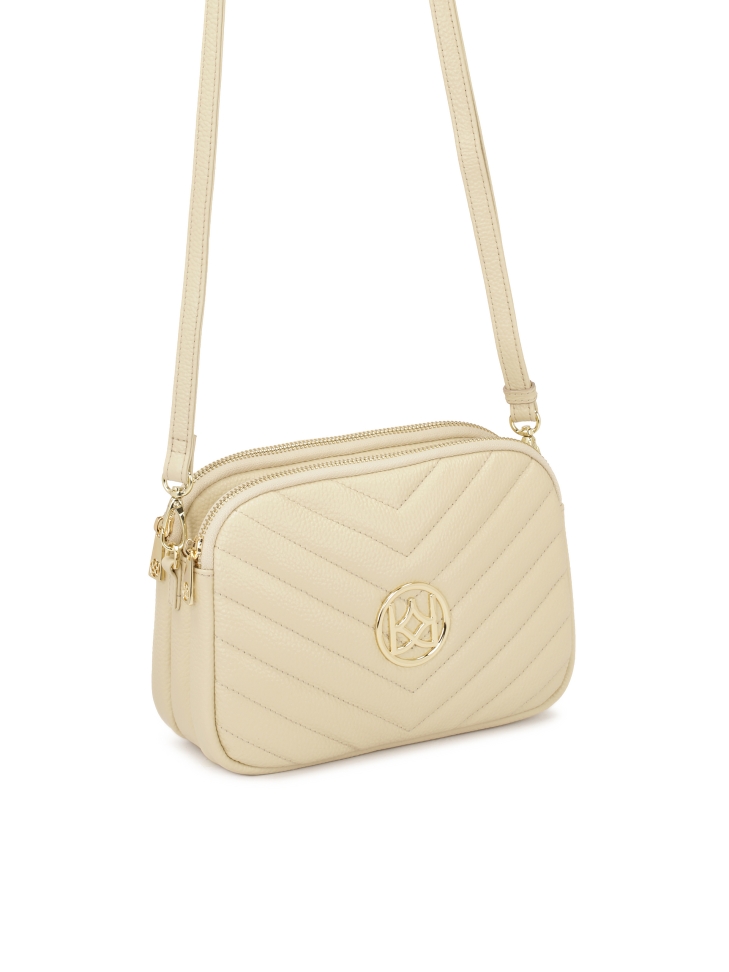 Kremowa torebka crossbody z dużym monogramem KAZAR