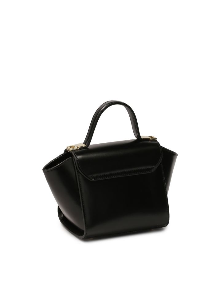 Elegancka czarna torebka o unikatowym kształcie