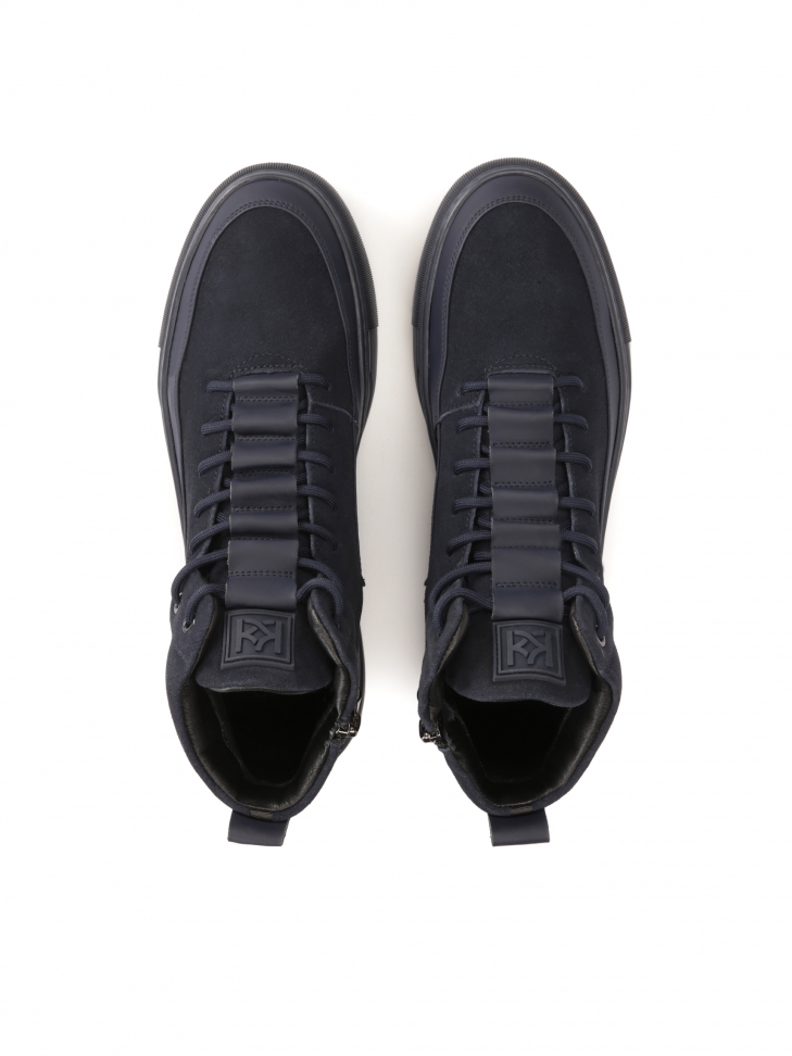 Granatowe sneakersy męskie z suwakiem i sznurowaniem