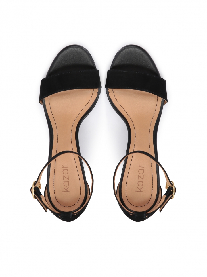 Czarne sandały damskie z nubuku