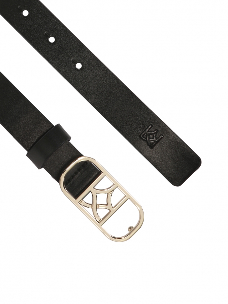 Elegancki wąski pasek z logowaną klamrą